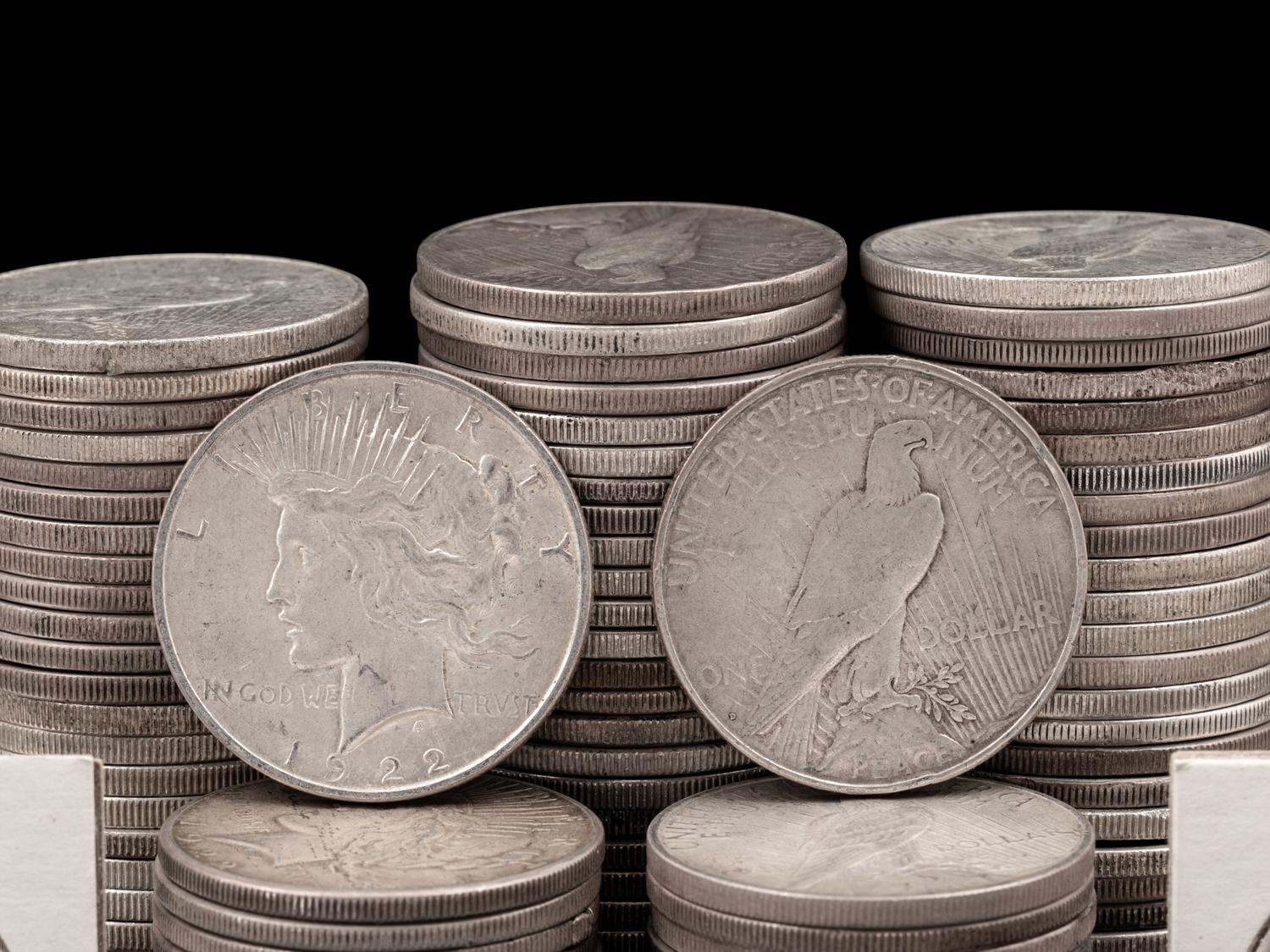 A Large Collection of Peace $1 Coins