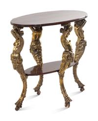 A Neoclassical Style Iron and Mahogany Side Table