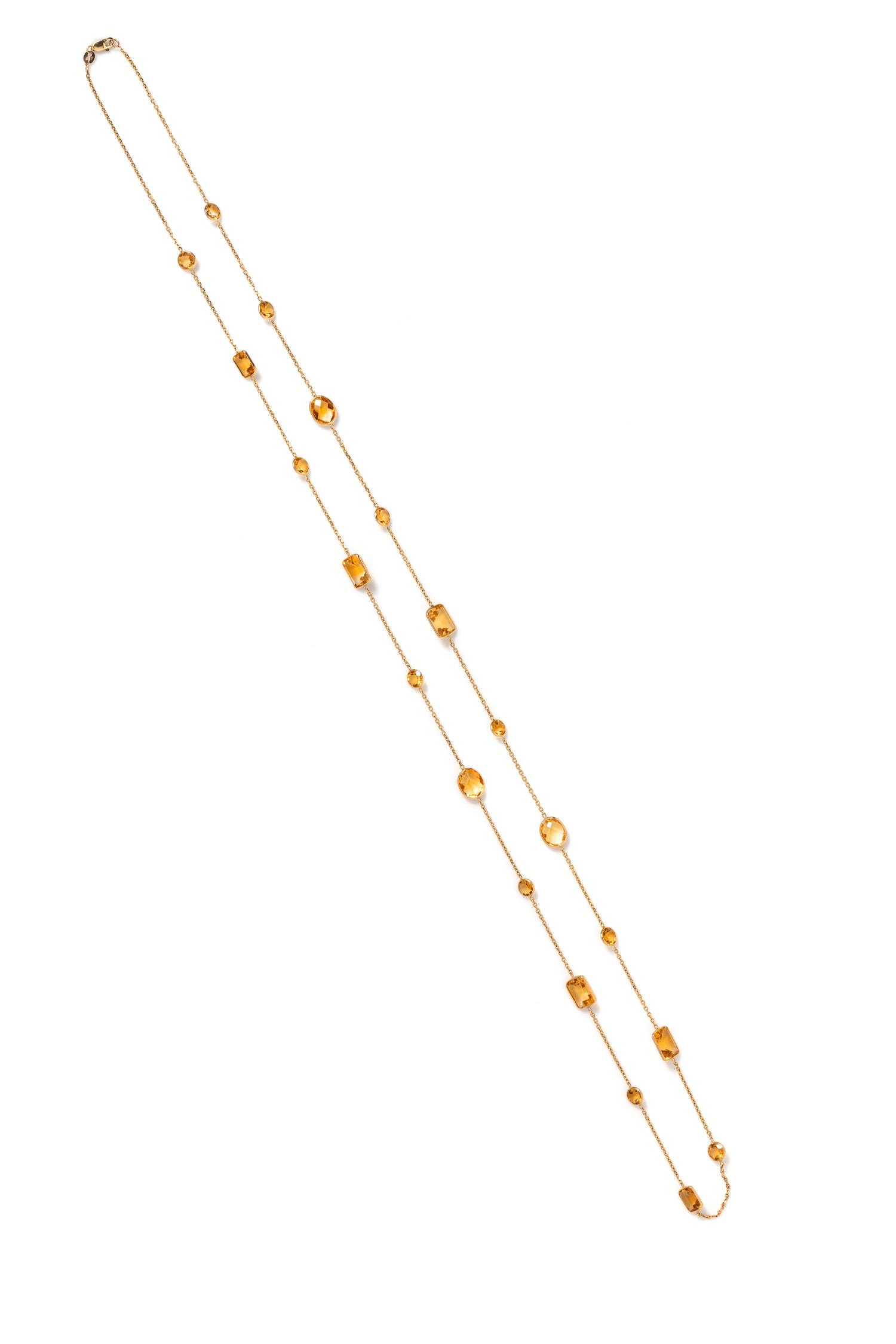 YELLOW GOLD AND CITRINE LONGCHAIN NECKLACE