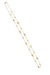 YELLOW GOLD AND CITRINE LONGCHAIN NECKLACE