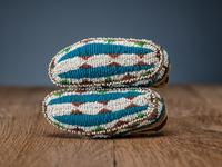 Sioux Toddler's Fully Beaded Hide Moccasins