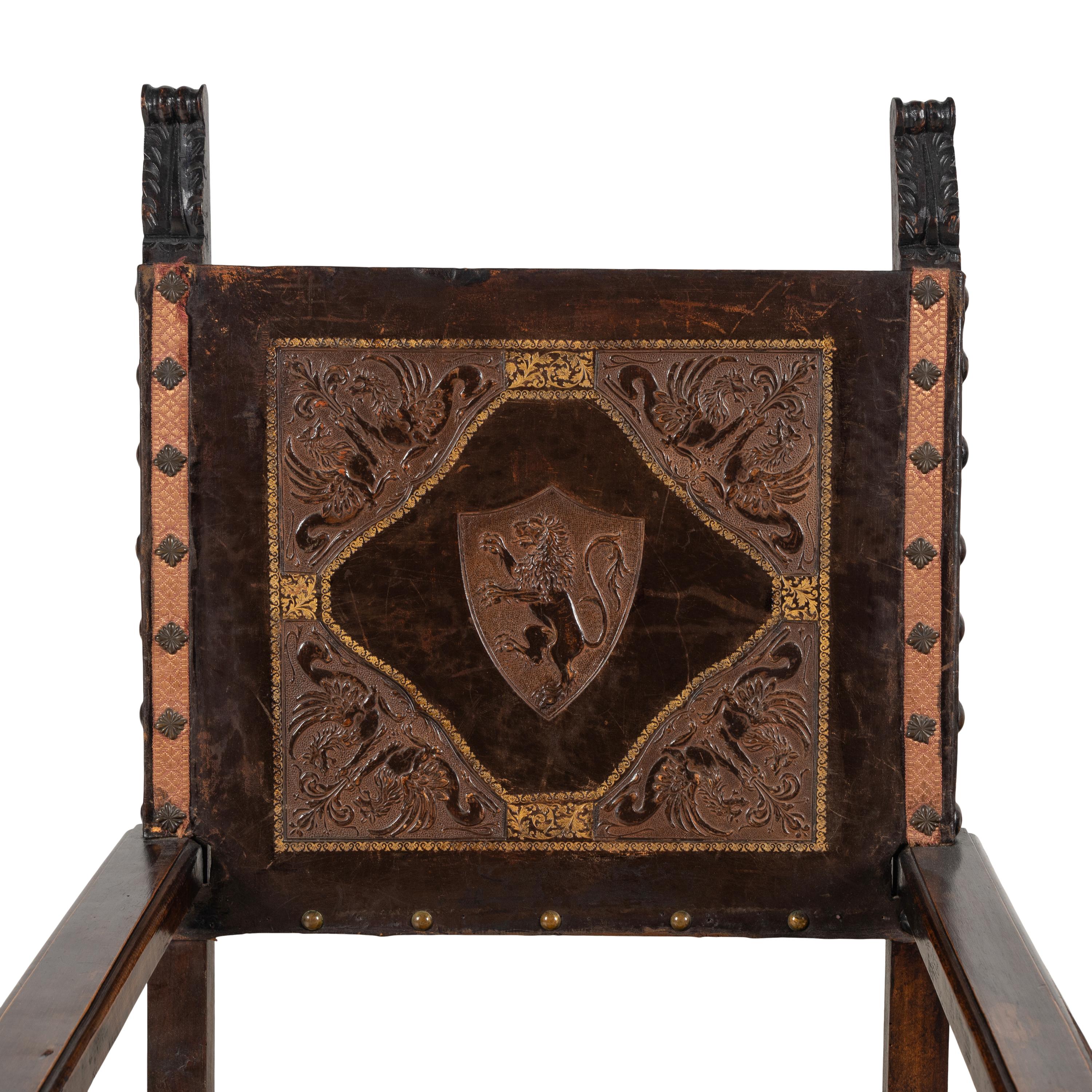 A Pair of Spanish Baroque Style Walnut Armchairs