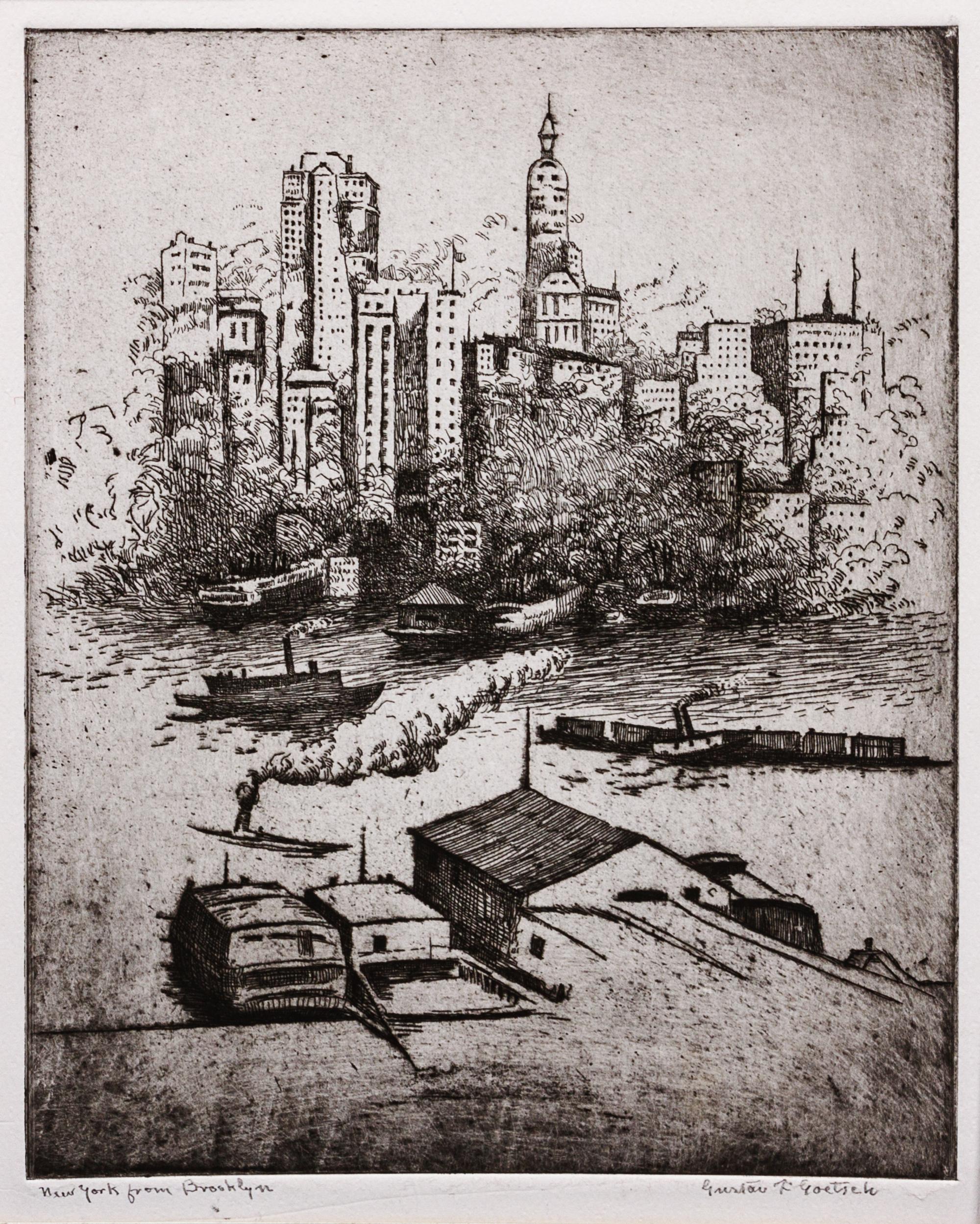 Gustav Goetsch, (American, 1877-1969), New York From Brooklyn