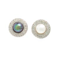 Cultured Pearl, Diamond, and White Gold Earrings