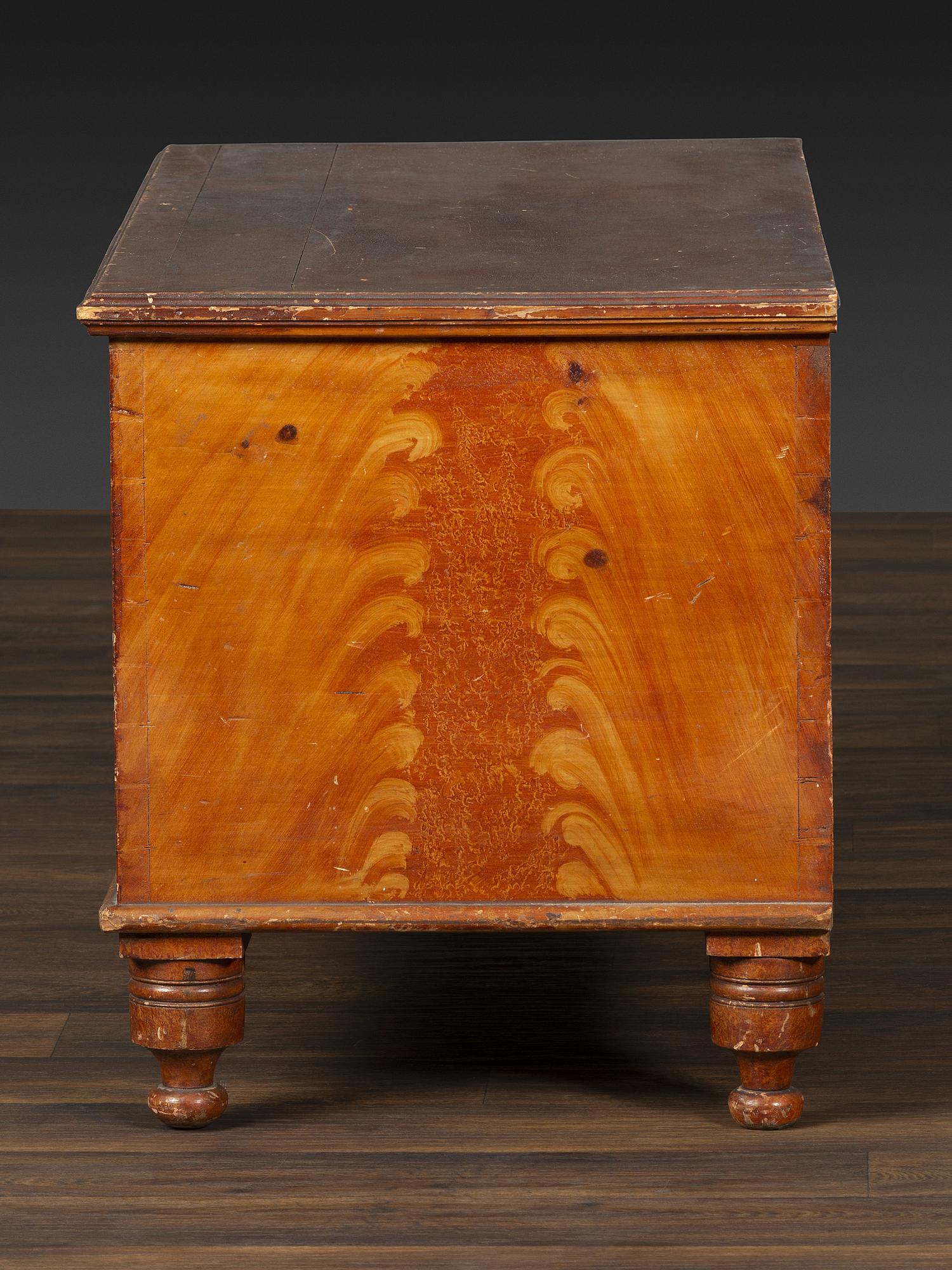 A Country Grain Painted Poplar and Pine Blanket Chest