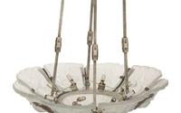A French Art Deco Frosted Glass Eight-Light Plafonnier