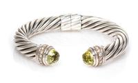DAVID YURMAN, STERLING SILVER, GEMSTONE AND DIAMOND 'CABLE CLASSIC' CUFF BRACELET