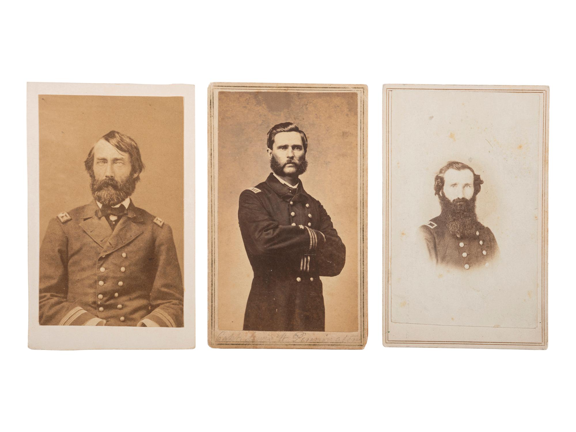 [CIVIL WAR]. A group of 3 CDVs of Brown Water Navy officers, incl. Captain Lewis W. Pennington, Captain Francis A. Roe, and Hugh Nott.