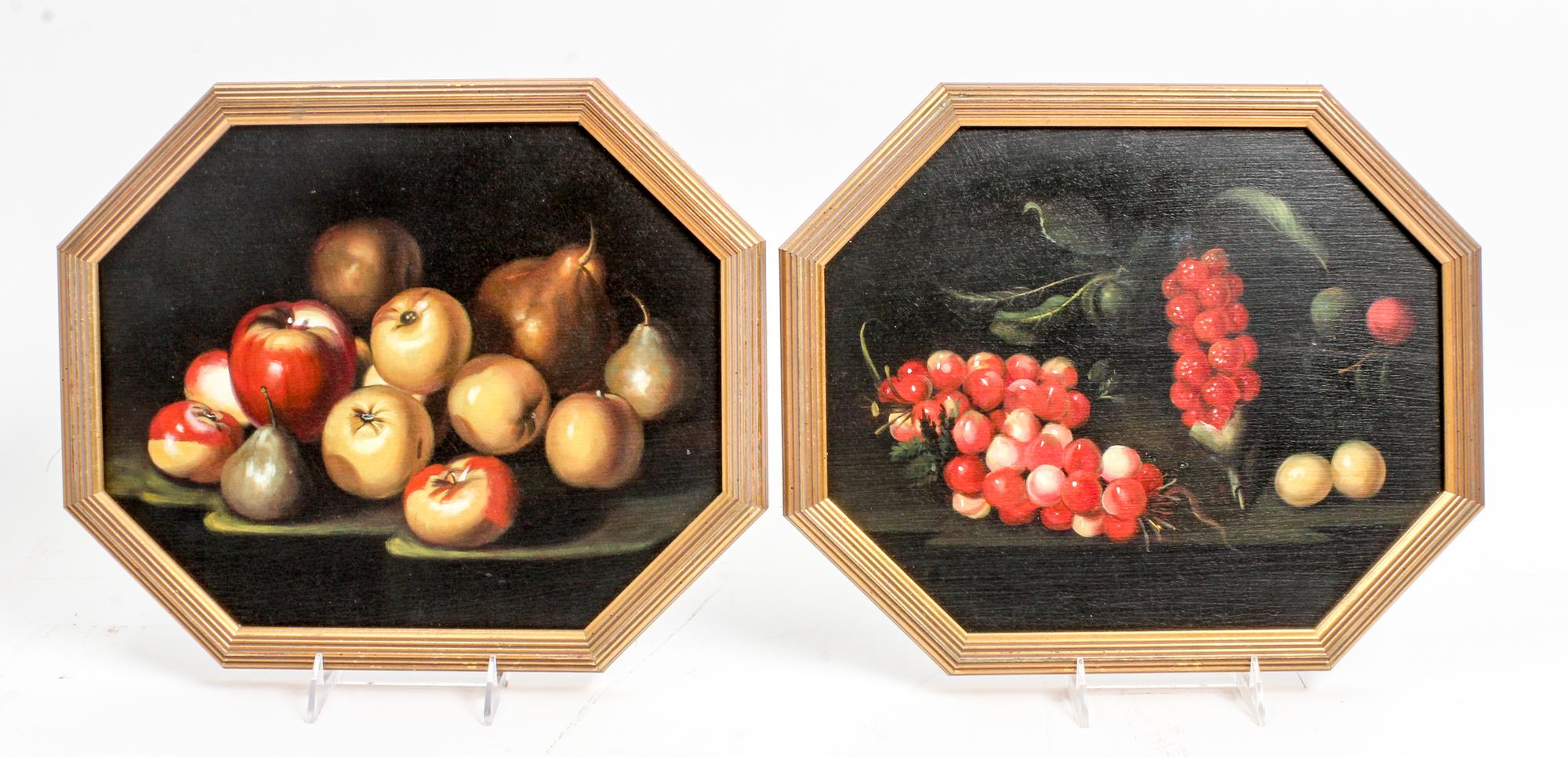 A Group of Four Framed Decorative Works Diameter of circular examples 11 1/8 inches; octagonal examples 10 1/2 x 13 1/8 inches (visible — 20TH CENTURY