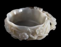 A Chinese Carved Jade 'Prunus' Brush Washer