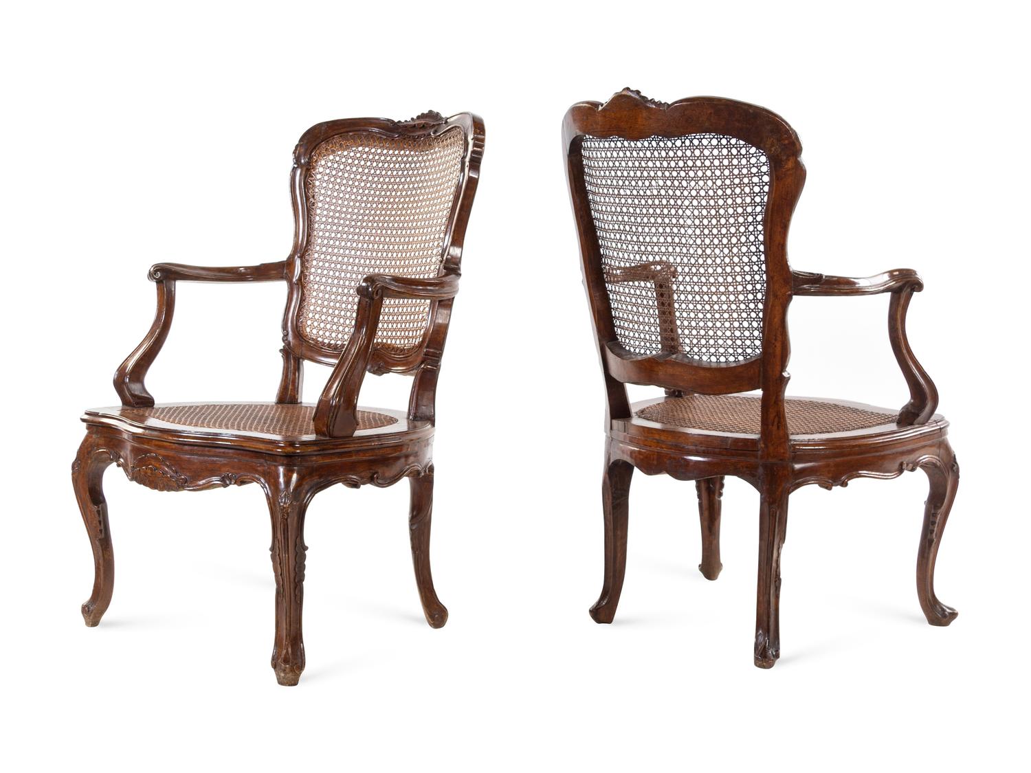 [CLEARED FOR DONATION] A Pair of Louis XV Style Walnut Fauteuils