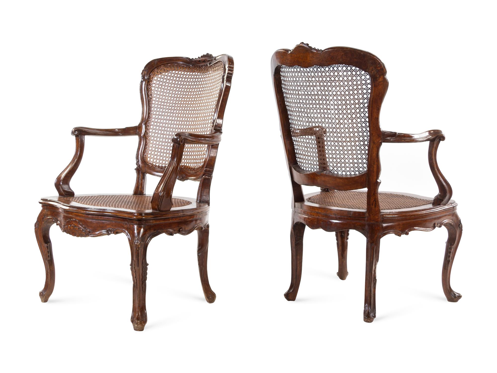 [CLEARED FOR DONATION] A Pair of Louis XV Style Walnut Fauteuils