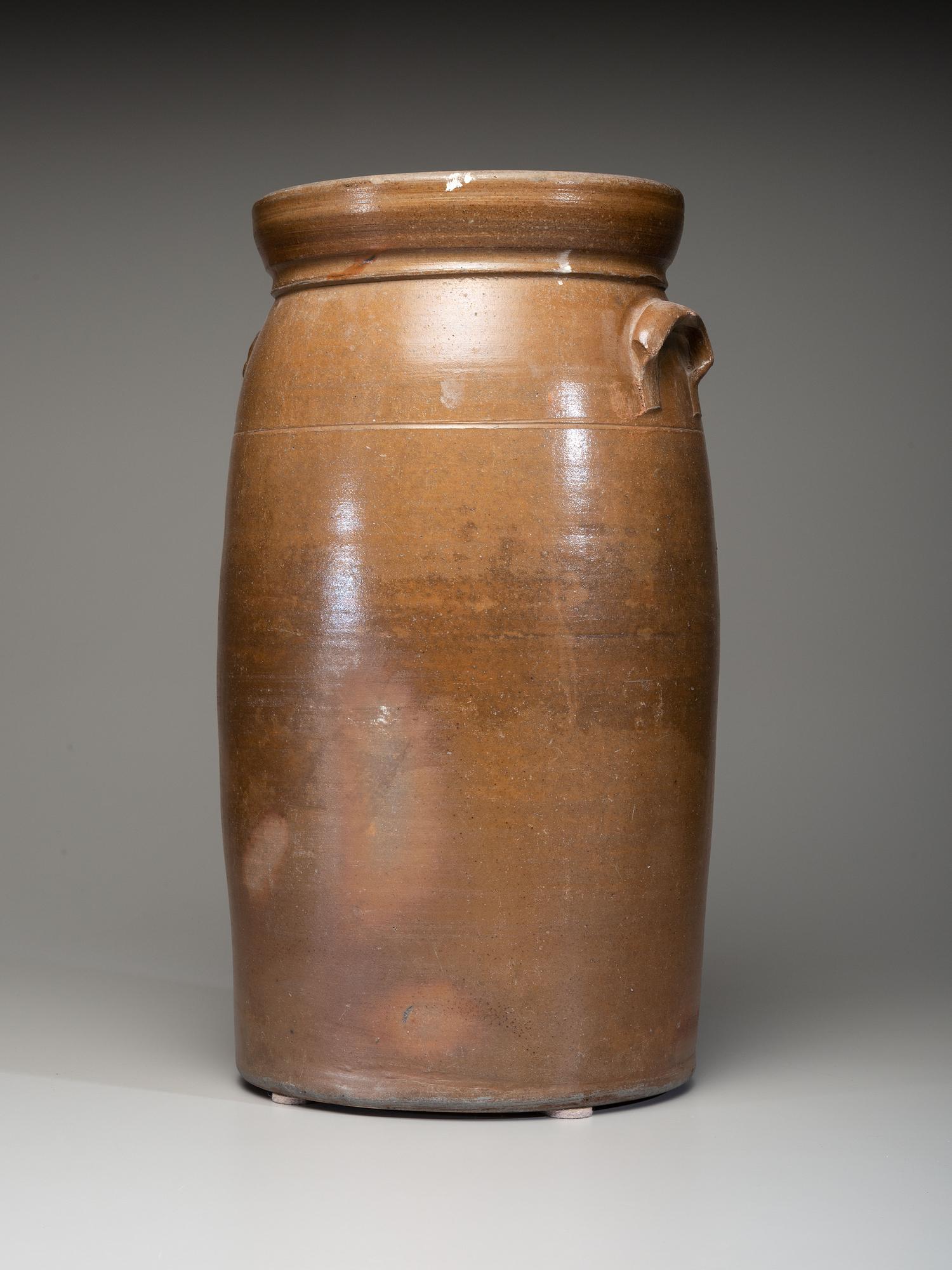 An A.P. Donaghho Six-Gallon Cobalt Decorated Stoneware Churn