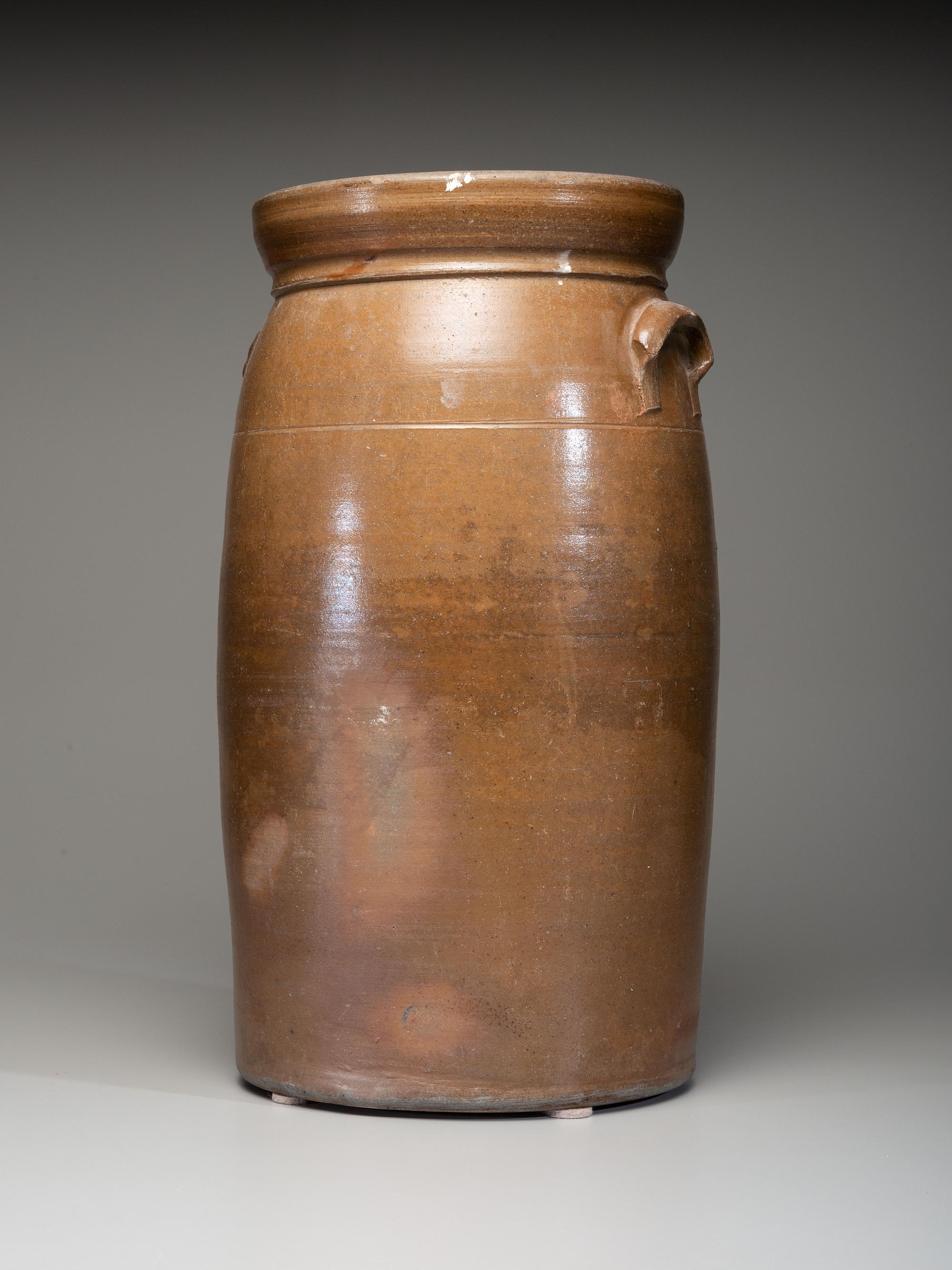 An A.P. Donaghho Six-Gallon Cobalt Decorated Stoneware Churn
