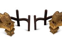 A Pair of French Gilt Bronze Sphinx-Form Chenets