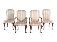 A Set of Four George II Style Carved Mahogany Dining Chairs