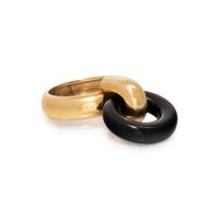 YELLOW GOLD AND ONYX RING