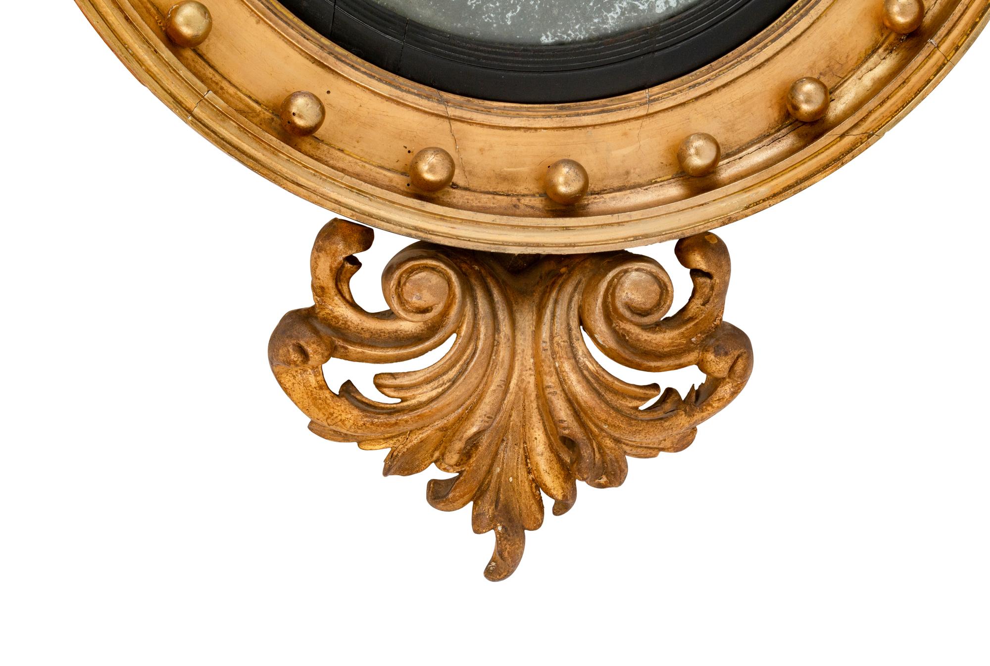 A Regency Style Giltwood Convex Mirror — 19TH CENTURY