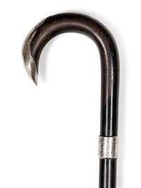 An English Silver Mounted Ebony Walking Stick