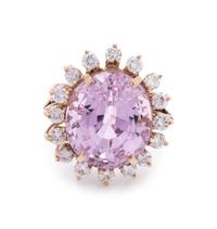 KUNZITE AND DIAMOND RING