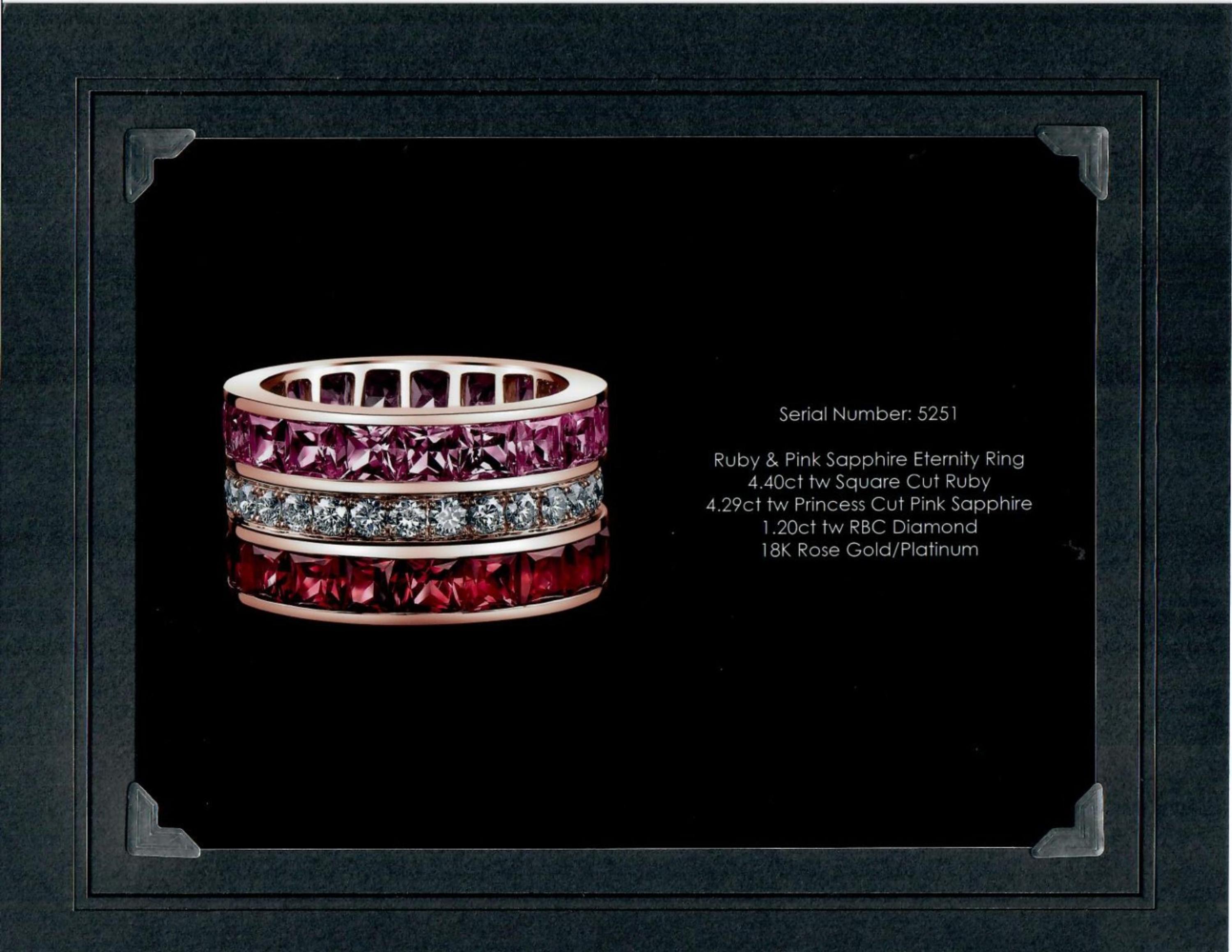 Robert Procop, Pink Sapphire, Diamond, Ruby, and Rose Gold Eternity Ring