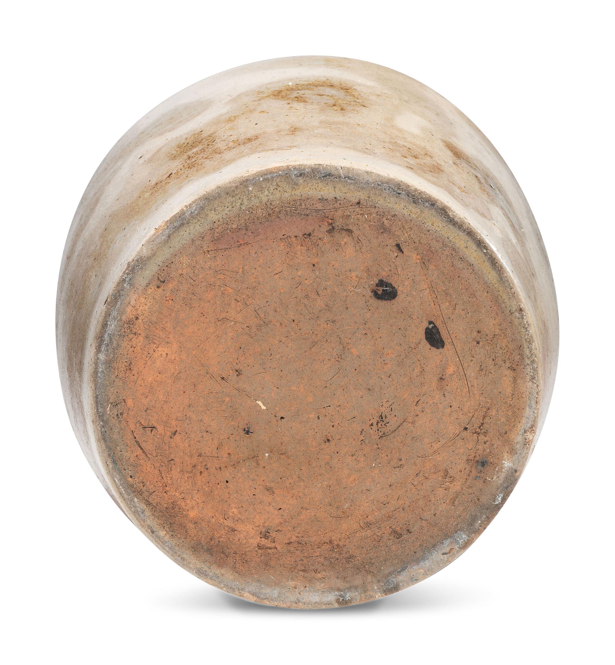 A Sawyer & Smith Three Gallon Cobalt Decorated Stoneware Crock