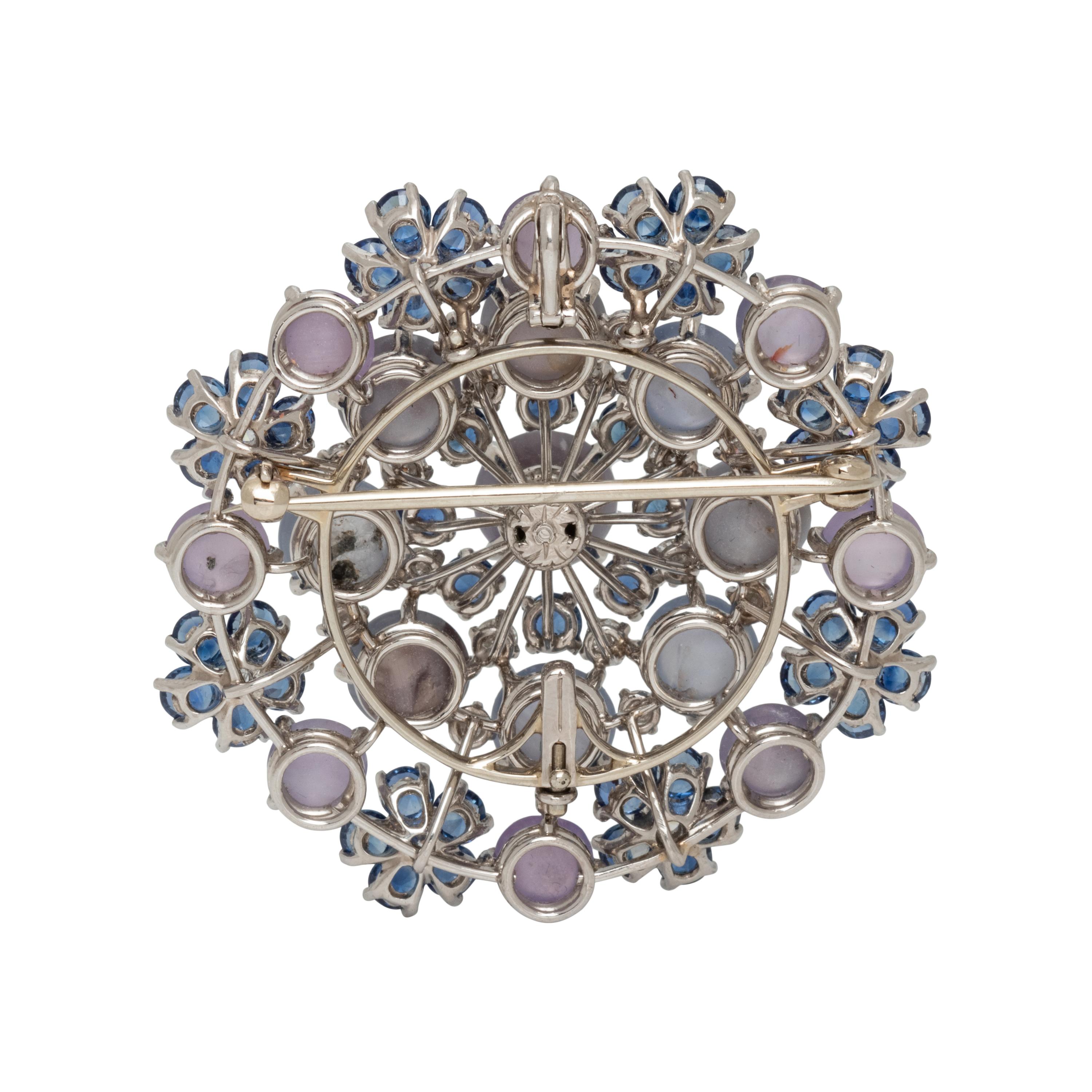 OSCAR HEYMAN, STAR SAPPHIRE, SAPPHIRE AND DIAMOND PENDANT/BROOCH