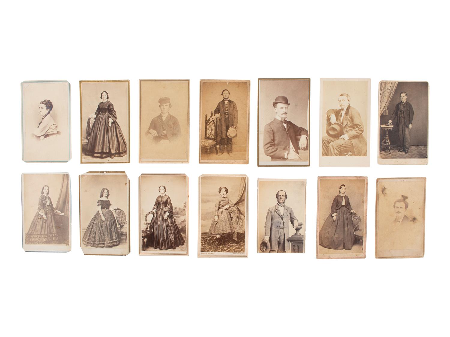 [EARLY PHOTOGRAPHY]. 50+ Civil War-period CDVs of men, women, and children.