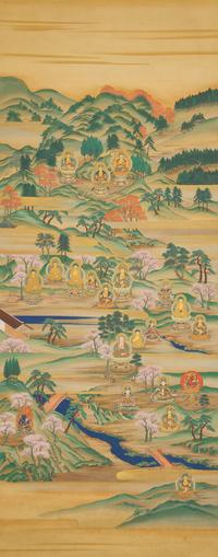 A Japanese Buddhist "Yoshino Mandala" Kakemono, Meiji Period — 明治時期 佛教吉野曼荼羅掛軸