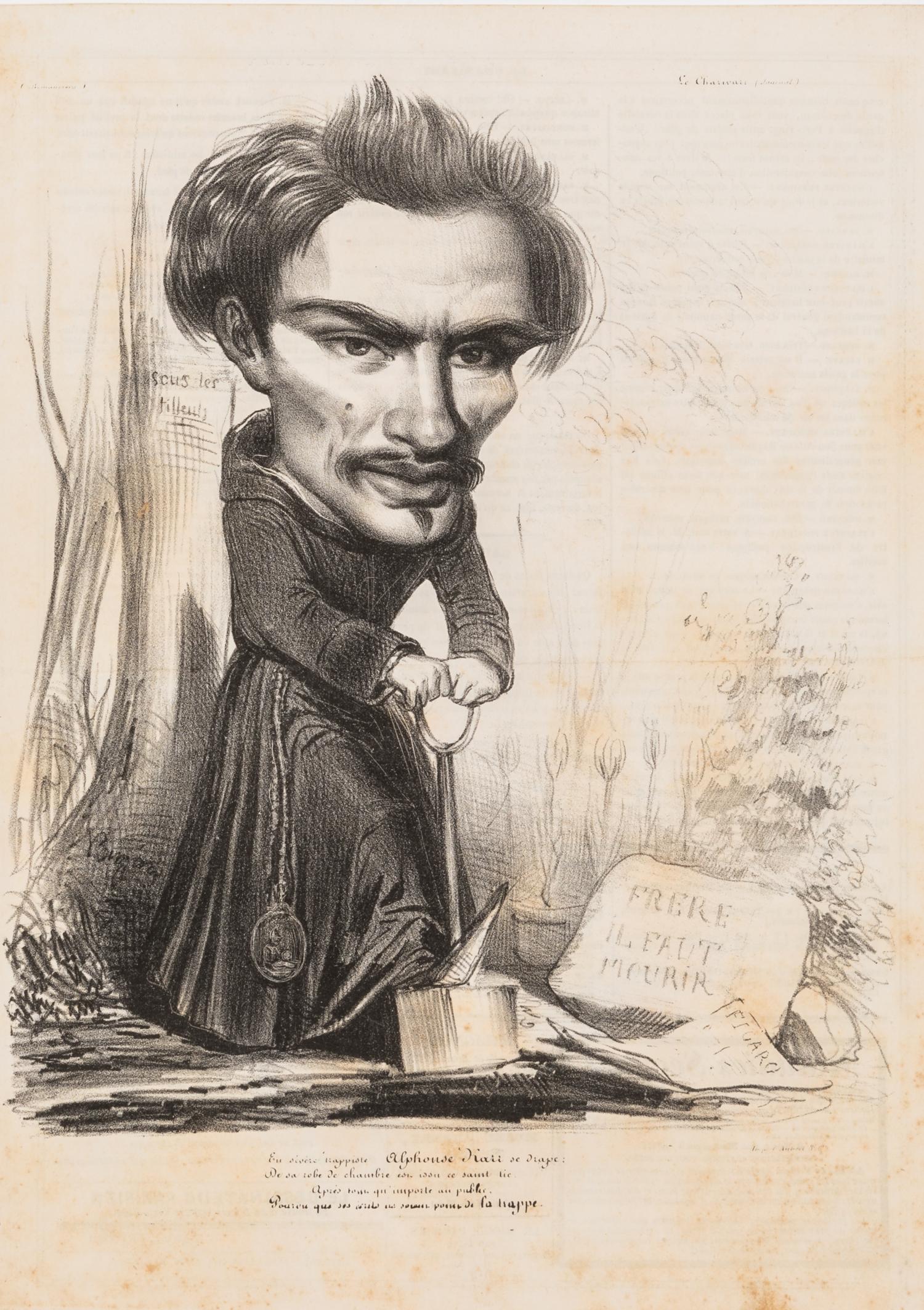 Benjamin Roubaud, (French, 1811-1847), A group of five works: Gavarni, Alphonse Kari, Bérat, Théophile Gautier, and Nodier