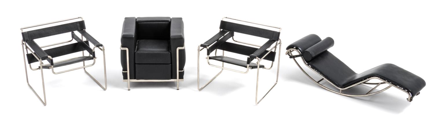 Vitra, GERMANY, a collection of ten miniature models of chairs, comprising two B3 Wassily chairs, Marcel Breuer; one Knotted chair, Mar