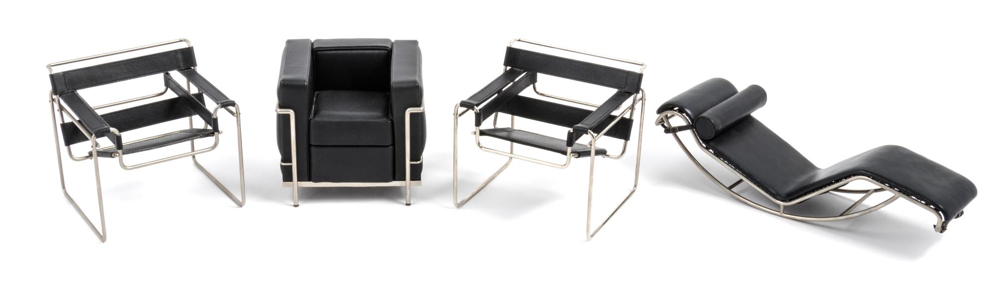 Vitra, GERMANY, a collection of ten miniature models of chairs, comprising two B3 Wassily chairs, Marcel Breuer; one Knotted chair, Mar