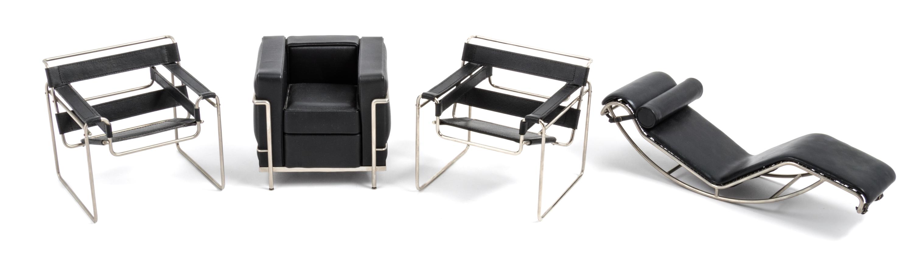 Vitra, GERMANY, a collection of ten miniature models of chairs, comprising two B3 Wassily chairs, Marcel Breuer; one Knotted chair, Mar