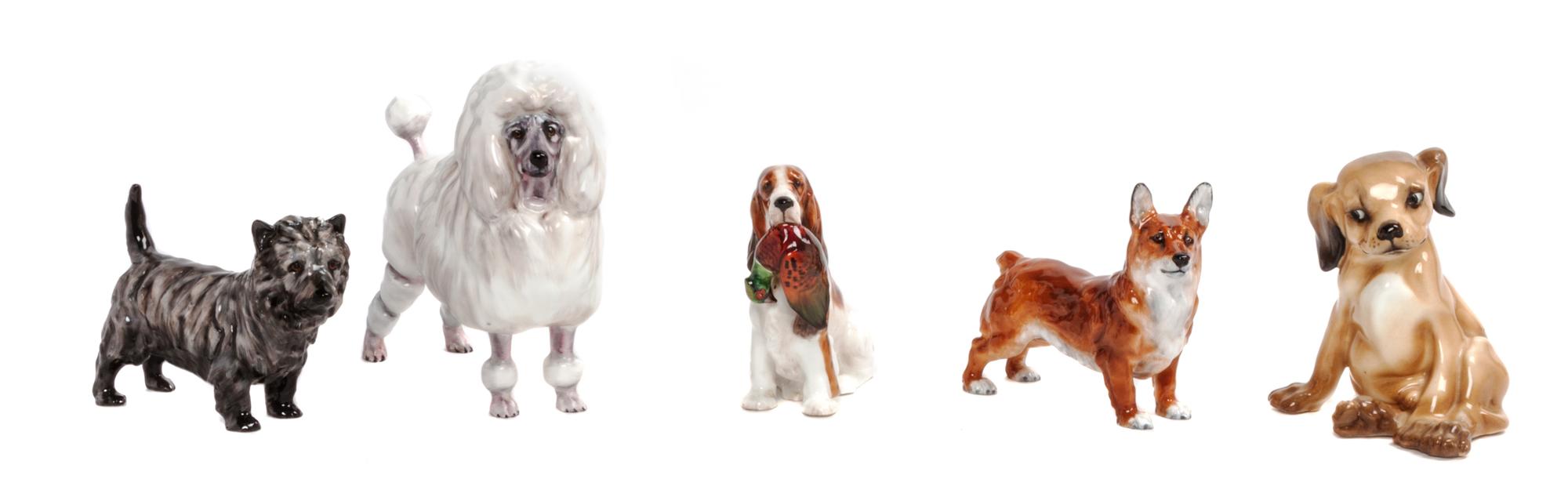 Five Royal Doulton Porcelain Figures Width of widest 6 1/2 inches. — 20TH CENTURY