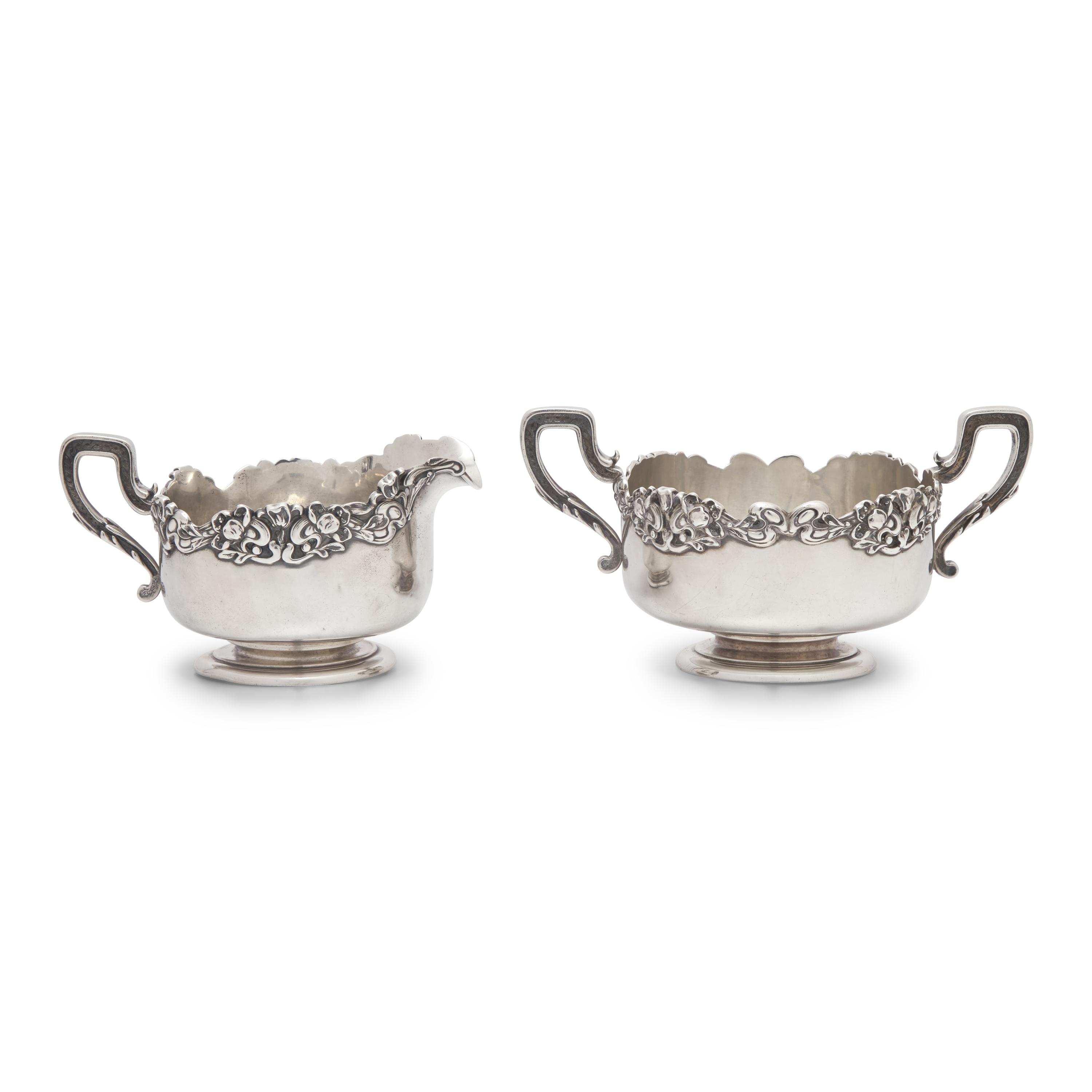 A Group of Three Art Nouveau Sterling Silver Table Articles