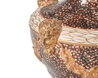 A Pair of Wedgwood Parcel Gilt and Mottled Glazed Lidded Barber’s Bottles