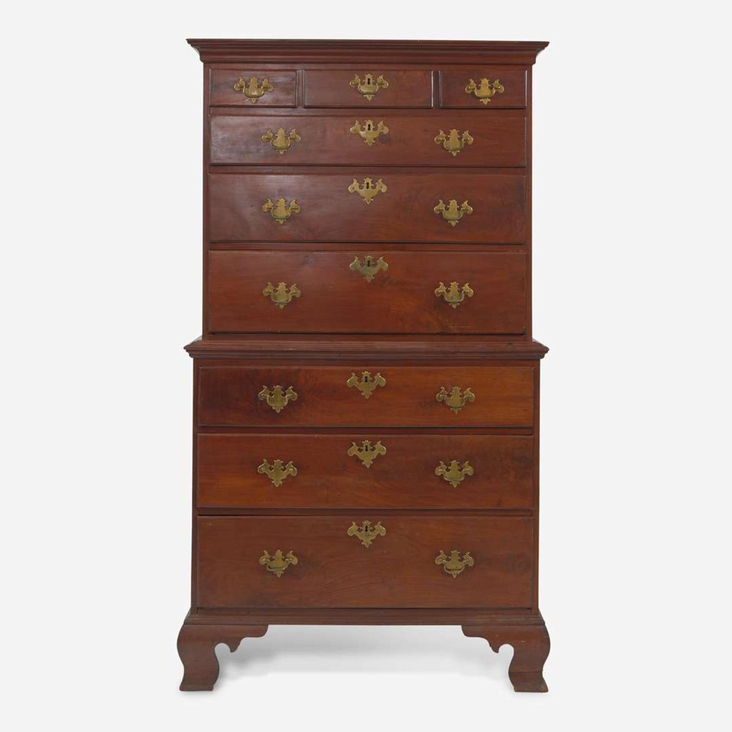 A Chippendale walnut chest-on-chest Probably Philadelphia, PA, circa 1770