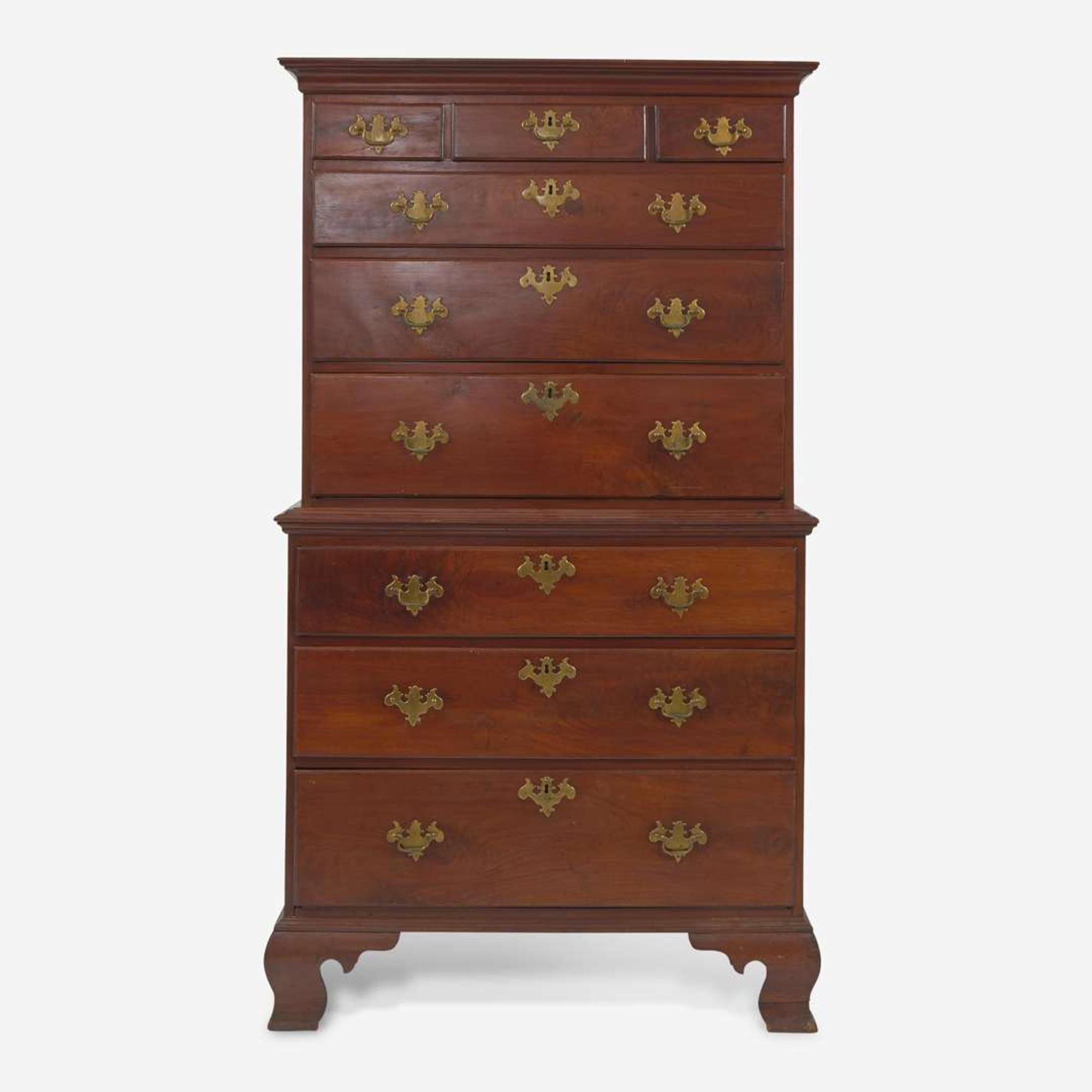 A Chippendale walnut chest-on-chest Probably Philadelphia, PA, circa 1770