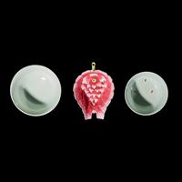 Two Chinese Enameled Porcelain Bowls and a "Lotus" Water Dropper 粉彩仙人圖盌及秋操杯各一