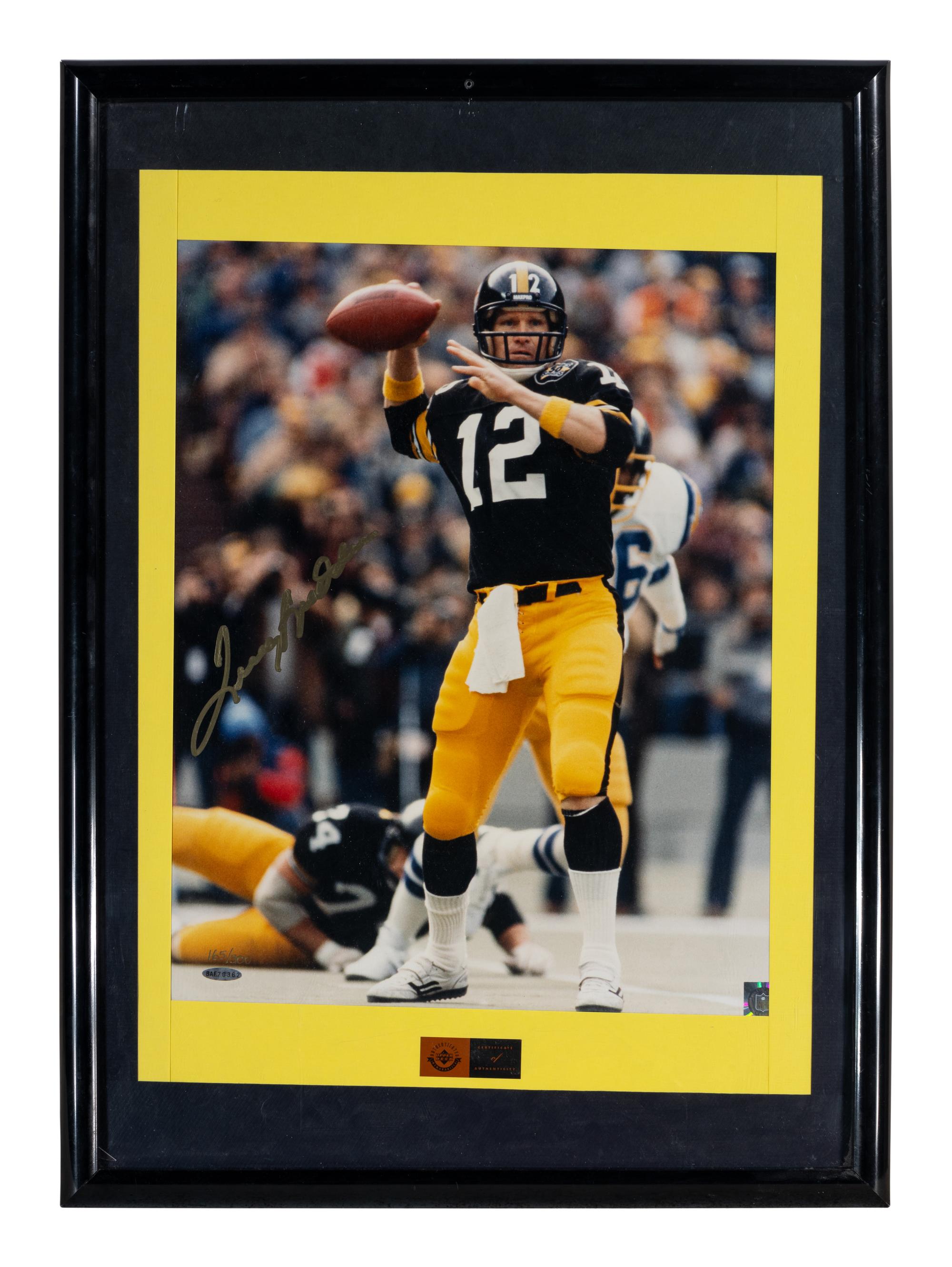A Group of Hall of Fame Quarterback Signed Displays Featuring Terry Bradshaw, Dan Marino and George Blanda