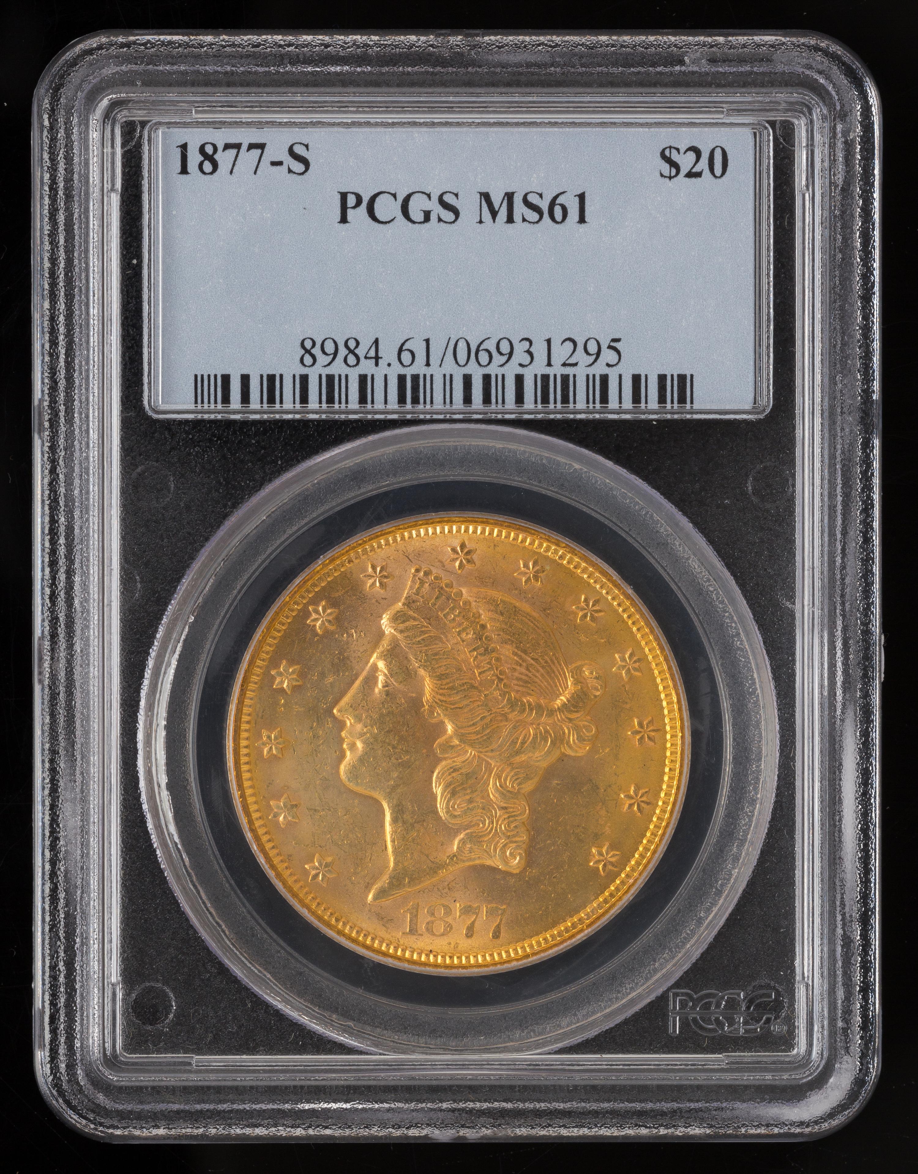 A United States 1877-S Liberty Head $20 Gold Coin