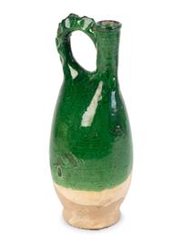 A Chinese Green-Glazed Pottery Cockscomb Ewer — LIAO DYNASTY