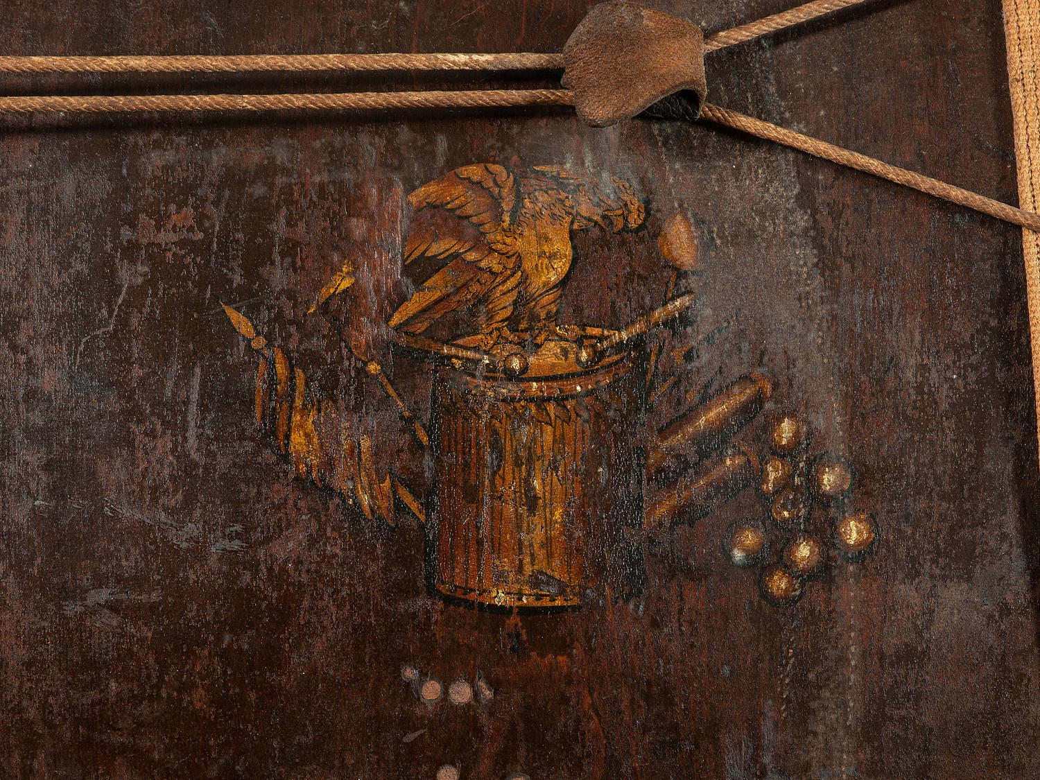 A Paint Decorated and Parcel Gilt 1812 Parade Bass Drum