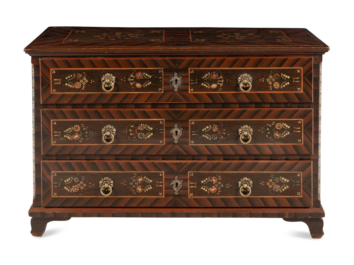 A North European Painted Chest of Drawers