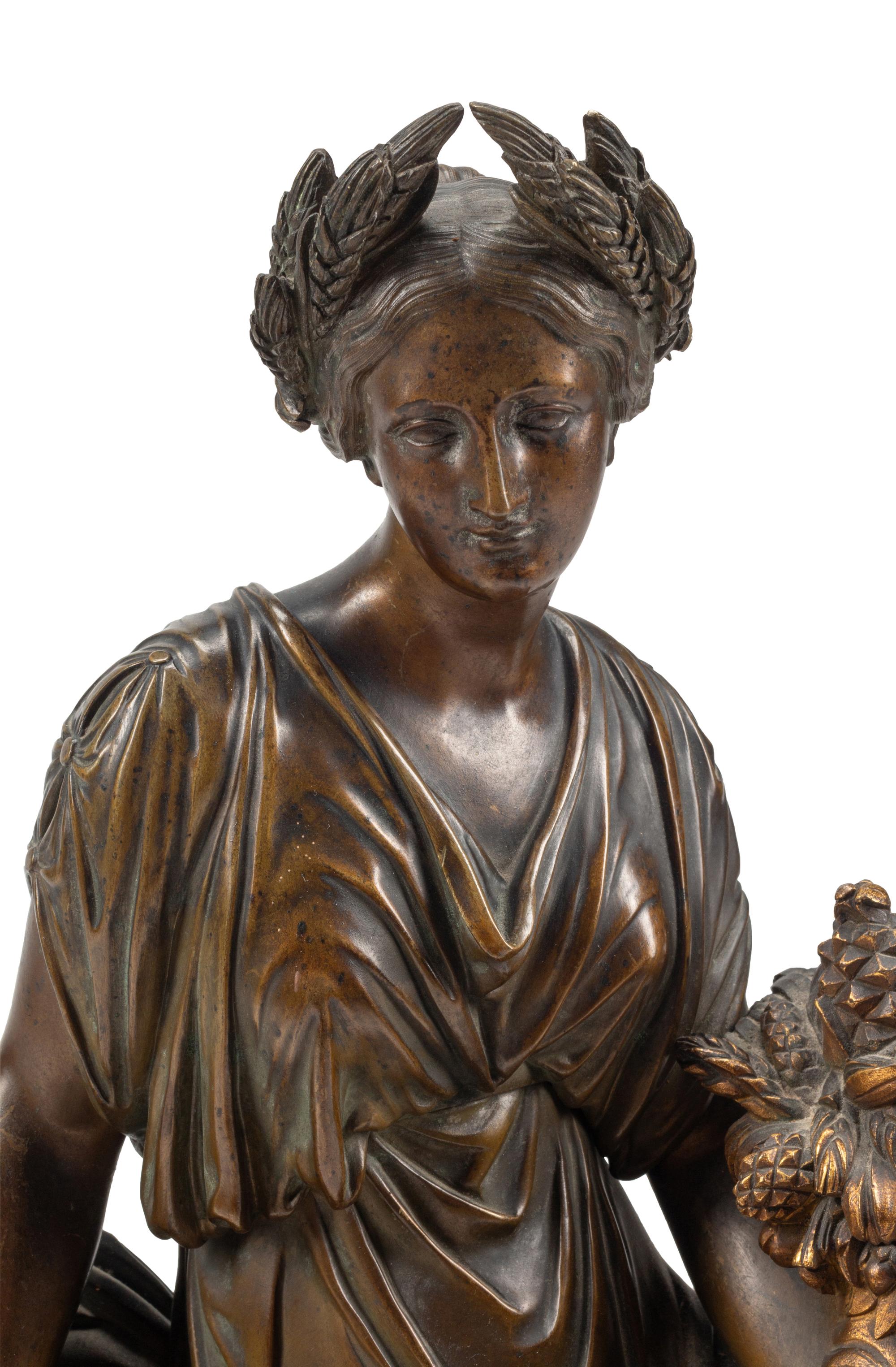A French Bronze and Slate Figural Mantel Clock