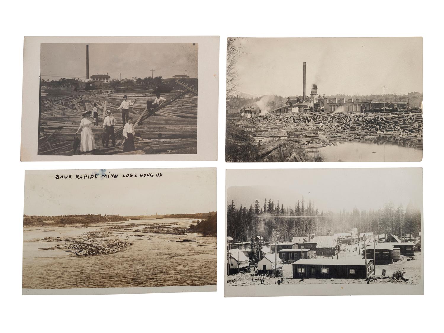 [EPHEMERA]. A group of 72 RPPCs and photographs of logging views.