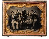 [CIVIL WAR]. Half plate ambrotype of a Union lieutenant and his large family.