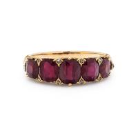 ANTIQUE, GARNET, DIAMOND, AND YELLOW GOLD RING