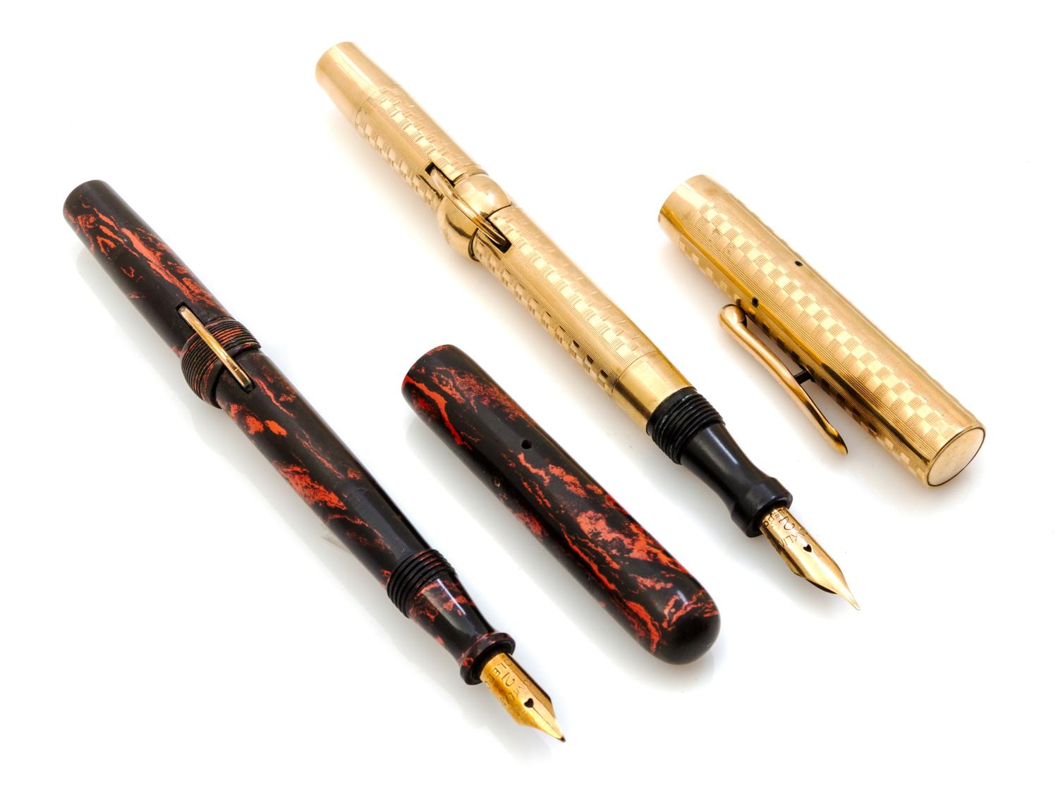 A Vintage Conklin Crescent Gilt-Metal Fountain Pen Length 5 1/4 inches.