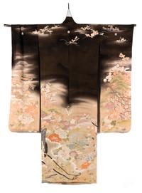A Japanese Kuro Tomesode Kimono